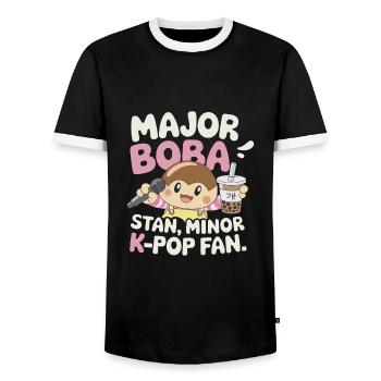 K pop und bubble Tea - Männer Kontrast-T-Shirt - Schwarz/Weiß - Vorne - AI Model Female 172 light (172cm) & AI Model Male 178 light (178cm)