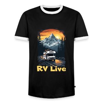 Wohnmobil - Männer Kontrast-T-Shirt - Schwarz/Weiß - Vorne - AI Model Female 172 light (172cm) & AI Model Male 178 light (178cm)