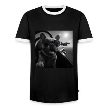 French Bulldog - Männer Kontrast-T-Shirt - Schwarz/Weiß - Vorne - AI Model Female 172 light (172cm) & AI Model Male 178 light (178cm)