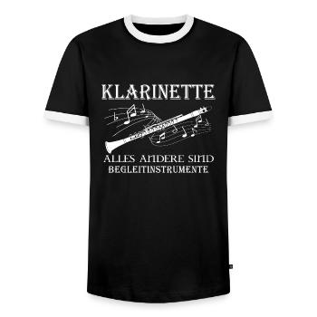 Klarinette - Männer Kontrast-T-Shirt - Schwarz/Weiß - Vorne - AI Model Female 172 light (172cm) & AI Model Male 178 light (178cm)