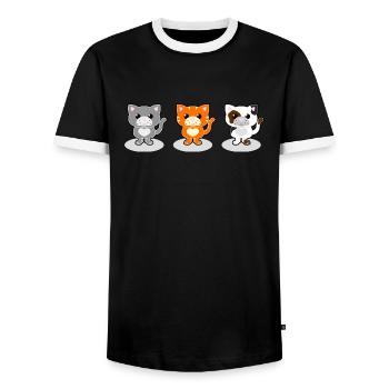 Süße Katzen - Männer Kontrast-T-Shirt - Schwarz/Weiß - Vorne - AI Model Female 172 light (172cm) & AI Model Male 178 light (178cm)