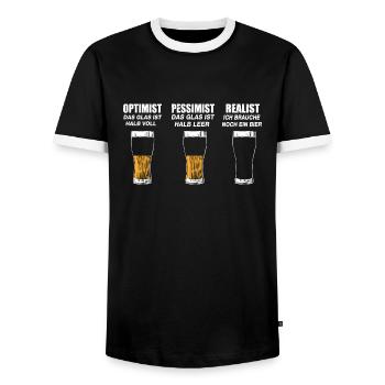 Ich brauche noch ein Bier - Männer Kontrast-T-Shirt - Schwarz/Weiß - Vorne - AI Model Female 172 light (172cm) & AI Model Male 178 light (178cm)