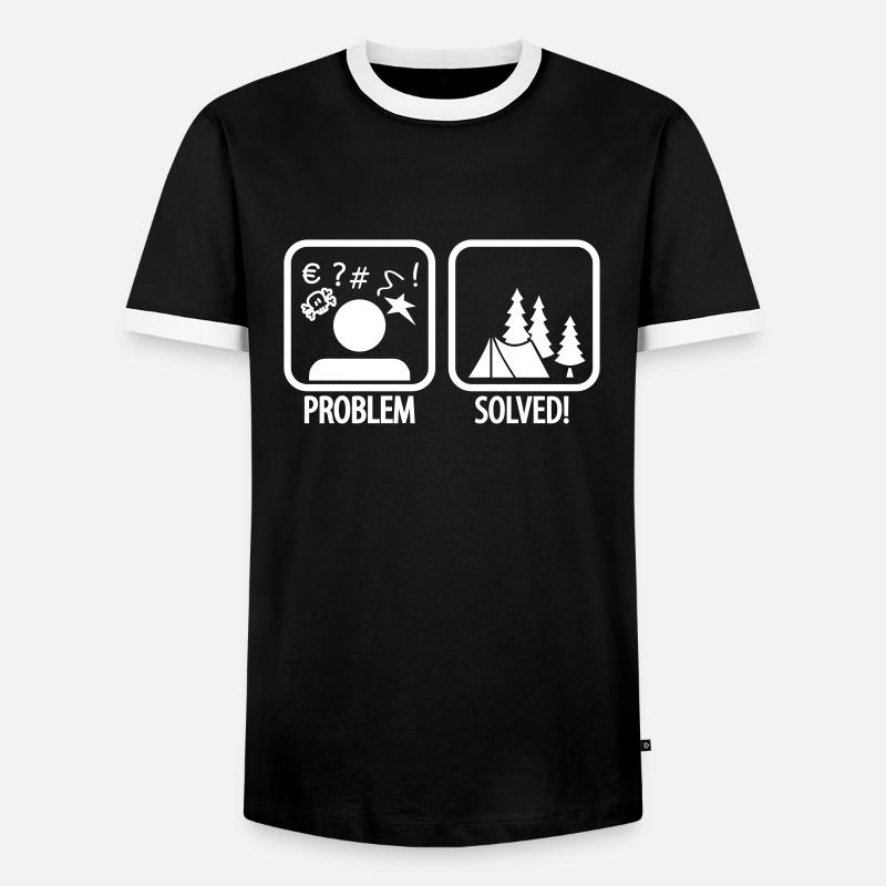 problem solved - camping - Männer Kontrast-T-Shirt - Schwarz/Weiß