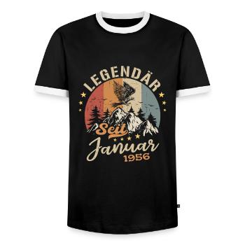Legendär seit Januar 1956 Geburtstag - Männer Kontrast-T-Shirt - Schwarz/Weiß - Vorne - AI Model Female 172 light (172cm) & AI Model Male 178 light (178cm)