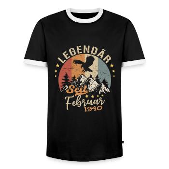 Legendär seit Februar 1940 Geburtstag 1940 - Männer Kontrast-T-Shirt - Schwarz/Weiß - Vorne - AI Model Female 172 light (172cm) & AI Model Male 178 light (178cm)