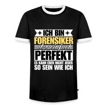 Perfekter Forensiker - Männer Kontrast-T-Shirt - Schwarz/Weiß - Vorne - AI Model Female 172 light (172cm) & AI Model Male 178 light (178cm)