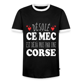 Mec Avec Corse Cadeau Couple Saint Valentin - T-shirt contrasté Homme - noir/blanc - Devant - AI Model Female 172 light (172cm) & AI Model Male 178 light (178cm)