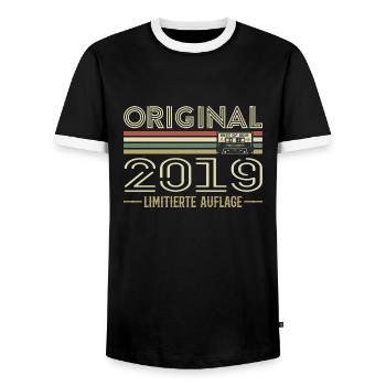 Original 2019 Jahrgang Retro Geburtstag Vintage - Männer Kontrast-T-Shirt - Schwarz/Weiß - Vorne - AI Model Female 172 light (172cm) & AI Model Male 178 light (178cm)