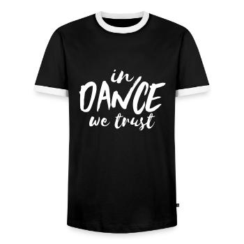 In Dance we trust - white - Dance Shirt - Männer Kontrast-T-Shirt - Schwarz/Weiß - Vorne - AI Model Female 172 light (172cm) & AI Model Male 178 light (178cm)