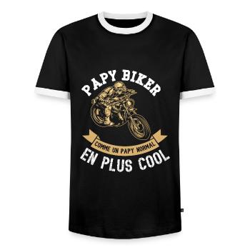 papy biker - T-shirt contrasté Homme - noir/blanc - Devant - AI Model Female 172 light (172cm) & AI Model Male 178 light (178cm)