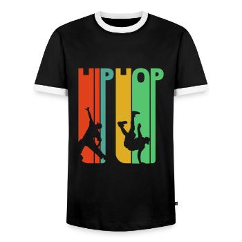 Cadeaux de Hip Hop Vintage Style rétro des années 70. Dansant - T-shirt contrasté Homme - noir/blanc - Devant - AI Model Female 172 light (172cm) & AI Model Male 178 light (178cm)
