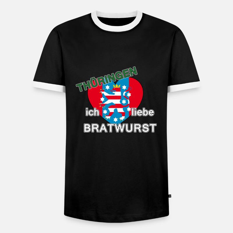 Thüringen - ich liebe Bratwurst - Männer Kontrast-T-Shirt - Schwarz/Weiß