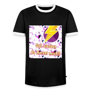 Geh sterben du Nervst mich!! - Shop WoW - 2023 - Männer Kontrast-T-Shirt - Schwarz/Weiß - Vorne - AI Model Female 172 light (172cm) & AI Model Male 178 light (178cm)