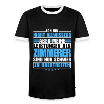 Unübertroffene Leistung als Zimmerer - Männer Kontrast-T-Shirt - Schwarz/Weiß - Vorne - AI Model Female 172 light (172cm) & AI Model Male 178 light (178cm)