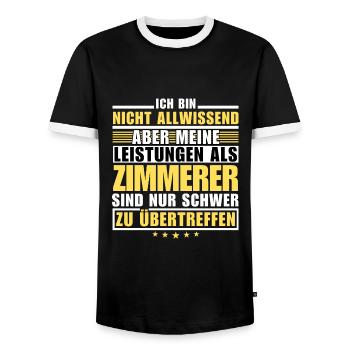 Unübertroffene Leistung als Zimmerer - Männer Kontrast-T-Shirt - Schwarz/Weiß - Vorne - AI Model Female 172 light (172cm) & AI Model Male 178 light (178cm)