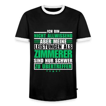 Unübertroffene Leistung als Zimmerer - Männer Kontrast-T-Shirt - Schwarz/Weiß - Vorne - AI Model Female 172 light (172cm) & AI Model Male 178 light (178cm)