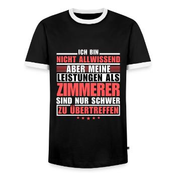 Unübertroffene Leistung als Zimmerer - Männer Kontrast-T-Shirt - Schwarz/Weiß - Vorne - AI Model Female 172 light (172cm) & AI Model Male 178 light (178cm)