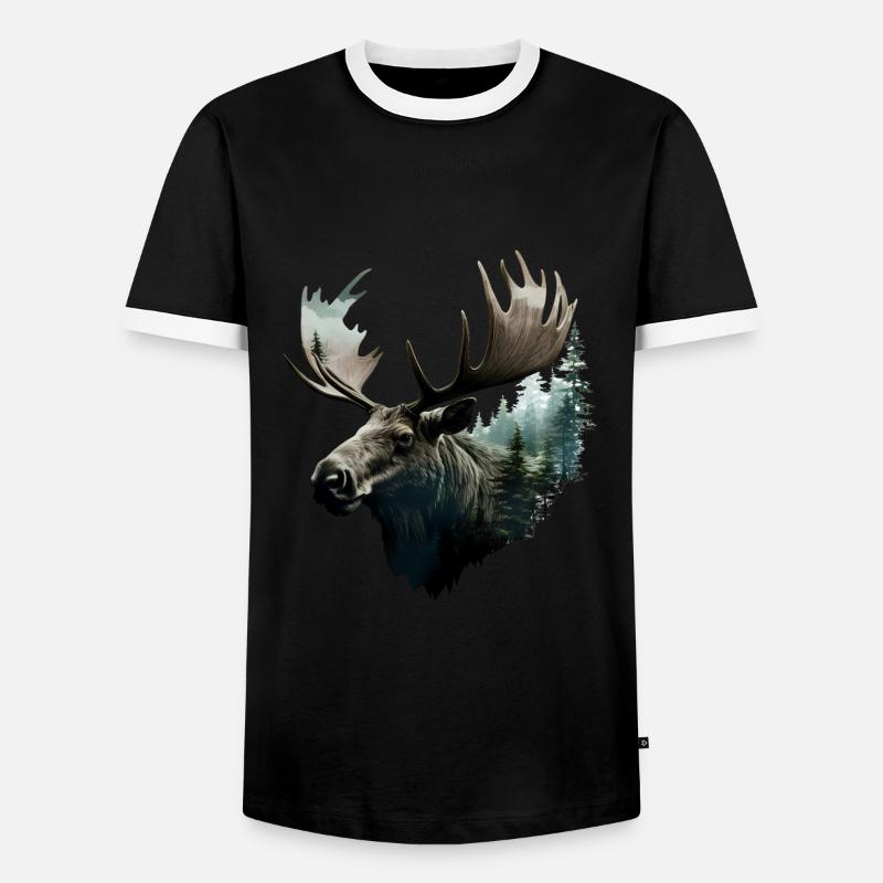 Elch - Männer Kontrast-T-Shirt - Schwarz/Weiß