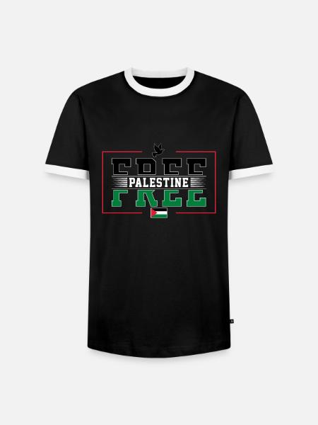 Free Palestine - Männer Kontrast-T-Shirt - Schwarz/Weiß