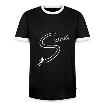 skiing ski geschenk - Männer Kontrast-T-Shirt - Schwarz/Weiß - Vorne - AI Model Female 172 light (172cm) & AI Model Male 178 light (178cm)