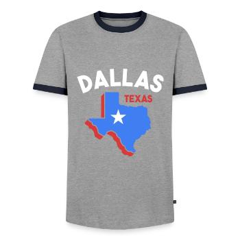 Conception de carte Dallas Texas pour les fiers Dallasites - T-shirt contrasté Homme - gris/marine  - Devant - AI Model Female 172 light (172cm) & AI Model Male 178 light (178cm)