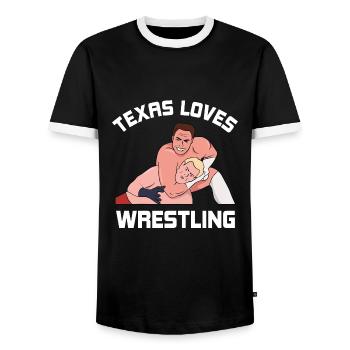Texas wrestling design for proud Texas fans - Men's Ringer Shirt - black/white - Front - AI Model Female 172 light (172cm) & AI Model Male 178 light (178cm)