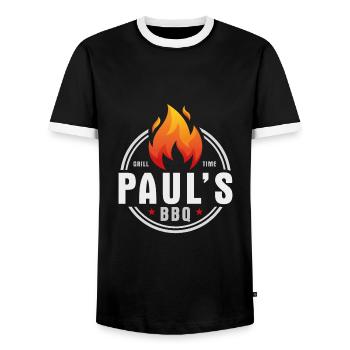 Barbecue Pauls - T-shirt contrasté Homme - noir/blanc - Devant - AI Model Female 172 light (172cm) & AI Model Male 178 light (178cm)