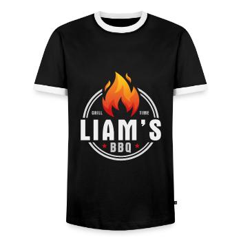 Liams BBQ - Männer Kontrast-T-Shirt - Schwarz/Weiß - Vorne - AI Model Female 172 light (172cm) & AI Model Male 178 light (178cm)