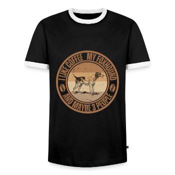 Foxhound Kaffee Retro Hund Cafe - Männer Kontrast-T-Shirt - Schwarz/Weiß - Vorne - AI Model Female 172 light (172cm) & AI Model Male 178 light (178cm)