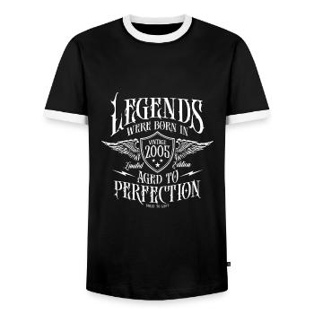 Legenden wurden 2005 geboren - Männer Kontrast-T-Shirt - Schwarz/Weiß - Vorne - AI Model Female 172 light (172cm) & AI Model Male 178 light (178cm)