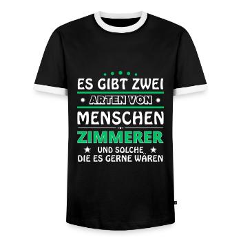 Zimmerer Geschenk - zwei Arten von... Design - Männer Kontrast-T-Shirt - Schwarz/Weiß - Vorne - AI Model Female 172 light (172cm) & AI Model Male 178 light (178cm)