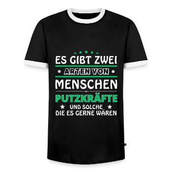 Putzkraft Geschenk - zwei Arten von... Design - Männer Kontrast-T-Shirt - Schwarz/Weiß - Vorne - AI Model Female 172 light (172cm) & AI Model Male 178 light (178cm)