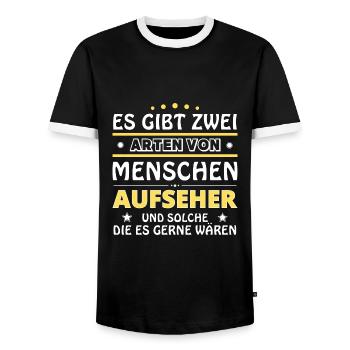 Overseer Gift - Two Types of... Design - Men's Ringer Shirt - black/white - Front - AI Model Female 172 light (172cm) & AI Model Male 178 light (178cm)