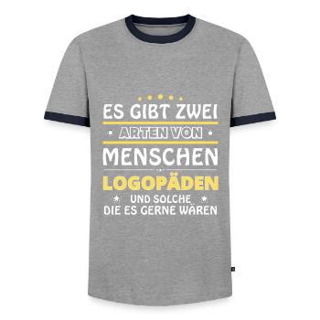 Logopäden Geschenk - zwei Arten von... Design - Männer Kontrast-T-Shirt - Grau/Navy  - Vorne - AI Model Female 172 light (172cm) & AI Model Male 178 light (178cm)