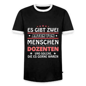 Lecturer Gift - Two Types of... Design - Men's Ringer Shirt - black/white - Front - AI Model Female 172 light (172cm) & AI Model Male 178 light (178cm)