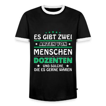 Lecturer Gift - Two Types of... Design - Men's Ringer Shirt - black/white - Front - AI Model Female 172 light (172cm) & AI Model Male 178 light (178cm)
