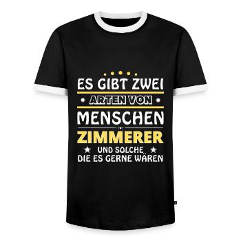 Zimmerer Geschenk - zwei Arten von... Design - Männer Kontrast-T-Shirt - Schwarz/Weiß - Vorne - AI Model Female 172 light (172cm) & AI Model Male 178 light (178cm)