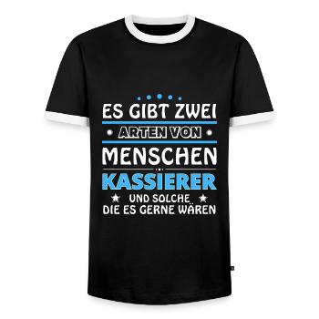 Kassierer Geschenk - zwei Arten von... Design - Männer Kontrast-T-Shirt - Schwarz/Weiß - Vorne - AI Model Female 172 light (172cm) & AI Model Male 178 light (178cm)
