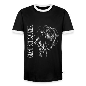 GIANT SCHNAUZER Dog portrait Dogs Wilsigns - Men's Ringer Shirt - black/white - Front - AI Model Female 172 light (172cm) & AI Model Male 178 light (178cm)