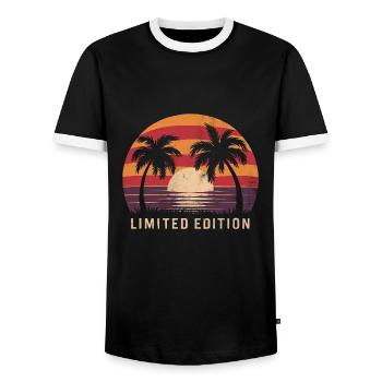 Vintage Sunset Limited Edition - Men's Ringer Shirt - black/white - Front - AI Model Female 172 light (172cm) & AI Model Male 178 light (178cm)