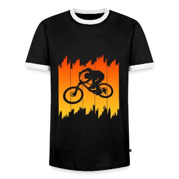 Mountainbike Downhill heizen MTB Fahrer Geschenk - Männer Kontrast-T-Shirt - Schwarz/Weiß - Vorne - AI Model Female 172 light (172cm) & AI Model Male 178 light (178cm)
