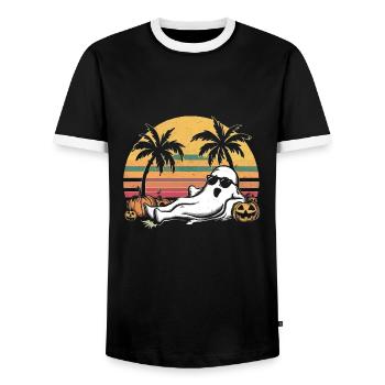 Vintage Sunset Ghost - Men's Ringer Shirt - black/white - Front - AI Model Female 172 light (172cm) & AI Model Male 178 light (178cm)