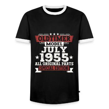 Oldtimer Juillet 1955 67ème Anniversaire Cadeau Hommes - T-shirt contrasté Homme - noir/blanc - Devant - AI Model Female 172 light (172cm) & AI Model Male 178 light (178cm)