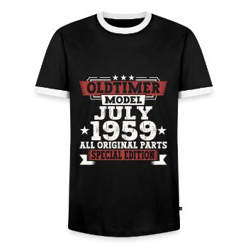 Oldtimer July 1959 63rd Birthday Gift Men - Men's Ringer Shirt - black/white - Front - AI Model Female 172 light (172cm) & AI Model Male 178 light (178cm)