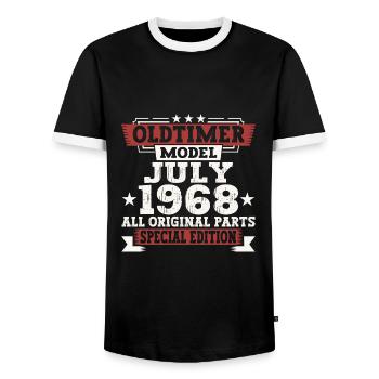 Oldtimer Juillet 1968 54ème Anniversaire Cadeau Hommes - T-shirt contrasté Homme - noir/blanc - Devant - AI Model Female 172 light (172cm) & AI Model Male 178 light (178cm)