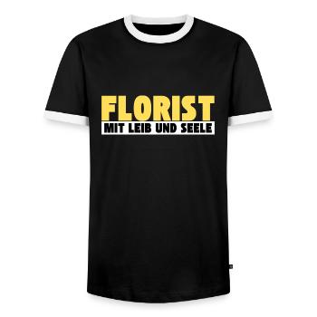 Florist mit Leib und Seele - Männer Kontrast-T-Shirt - Schwarz/Weiß - Vorne - AI Model Female 172 light (172cm) & AI Model Male 178 light (178cm)
