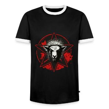 Black Sheep Anarchist Revolution Resistance - Men's Ringer Shirt - black/white - Front - AI Model Female 172 light (172cm) & AI Model Male 178 light (178cm)