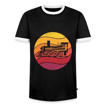 Lokomotive Retro Style Vintage - Männer Kontrast-T-Shirt - Schwarz/Weiß - Vorne - AI Model Female 172 light (172cm) & AI Model Male 178 light (178cm)