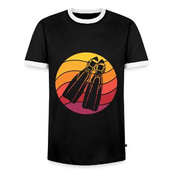 Plongée Rétro Style Vintage - T-shirt contrasté Homme - noir/blanc - Devant - AI Model Female 172 light (172cm) & AI Model Male 178 light (178cm)