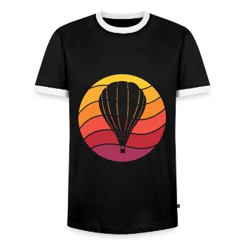 Hot Air Balloon Retro Style Vintage - Men's Ringer Shirt - black/white - Front - AI Model Female 172 light (172cm) & AI Model Male 178 light (178cm)